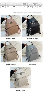 Detailed size chart for minimalist PU leather backpack with multi-color visual options