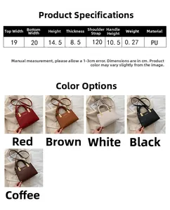 Size chart showing dimensions and colors of the crocodile texture crossbody bag