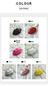 Lip-shaped crossbody bag collection in seven glossy colors with gold chain straps