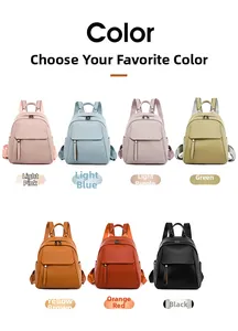 Detailed comparison of seven colorful soft leather backpacks with litchi grain texture