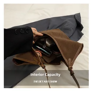 Large capacity view of the dark brown corduroy tote bag showing daily essentials