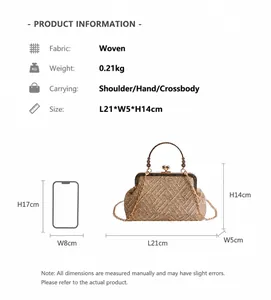 Détails de la taille et du poids d'un sac en paille avec comparaison mobile