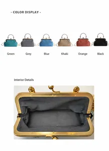 Détails de l'intérieur et de la chaîne du sac coquillage vintage en six coloris variés
