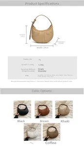 Detailed size chart and multi-color options for the vintage PU leather hobo bag