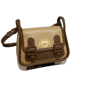 Sac bandoulière minimaliste bicolore avec broderie chiot et bandoulière réglable