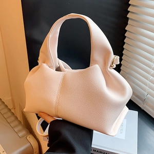 Sac À Épaule Femme En Cuir PU Grainé Litchi Sac À Main Plissé Type Dumpling Bandoulière Minimaliste Polyvalente