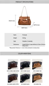Detailed size specifications for the large capacity matte PU leather tote commuter bag