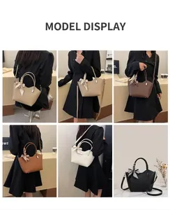 Collage de sacs seaux en cuir PU en six couleurs avec détails de foulard en soie