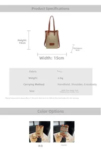 Size chart showing dimensions 15x19x6cm for a mini woven straw handbag