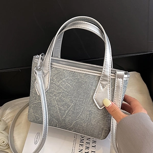 Mode Femmes Mini Sac Seau Avec Texture Marbre Similicuir PU Métallisé Sac à Épaule Bandoulière Tendance Urbain Sac à Main