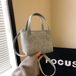 Mini sac seau bleu clair élégant avec motifs abstraits blancs et bandoulière réglable