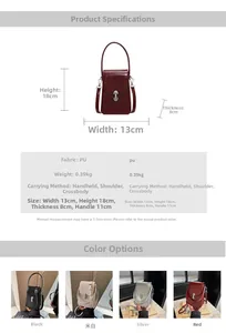 Mini sac de téléphone vertical en cuir PU avec dimensions 13cm x 18cm x 8cm et poignée haute