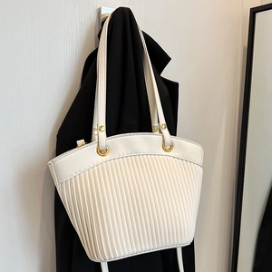 Sac Cabas Plissé Grande Capacité Femmes Cuir PU Texture Accordéon Sac À Épaule Mode Tendance Bureau Quotidien