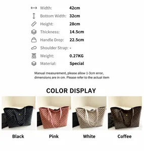 Tabella taglie dettagliata per la borsa shopper grande con dimensioni e colori inclusi