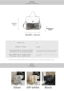 Tableau détaillé des tailles et des matériaux pour le sac à dos multifonction en cuir PU