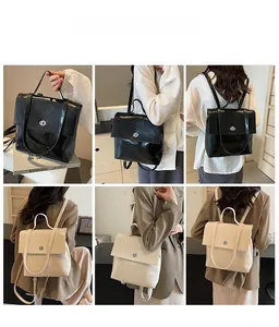 Sac à dos élégant en cuir brillant présenté en modes porté main et épaule pour femmes