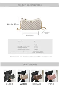 Detailed view of the monogram pattern and gold hardware on this chic PU shoulder bag