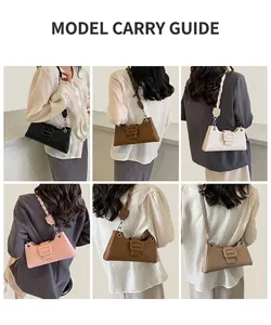Detail view of stylish croc-embossed shoulder bags showing various trendy color options