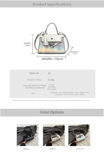 Detailed size specifications of the shiny mini Kelly bag with trapezoid structure
