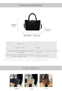Detailed dimensions and specification chart for retro PU leather bucket handbag