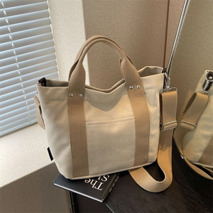 Borsa Tote da Donna in Tela di Grande Capacità Multitasche Blocchi di Colore Borsa a Tracolla Minimalista Casual Quotidiana