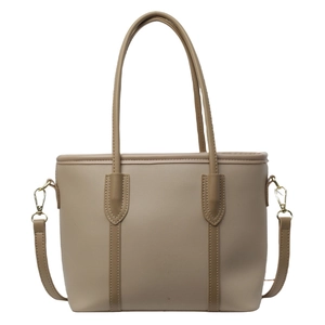 Sac fourre-tout minimaliste en cuir PU marron clair avec bandoulière amovible pratique