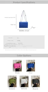 Detaillierte Produkttabelle und Maße für V-gesteppte Kettenschultertasche aus PU-Leder
