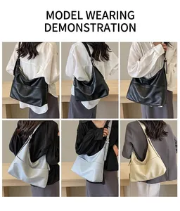 Three-color comparison of large hobo tote bags shown in a clean 6-grid layout for women