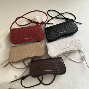 Women Woven Pattern Shoulder Bag Minimalist PU Leather Crossbody Bag Knotted Strap Fashion Embossed Tote Handbag For Daily Use