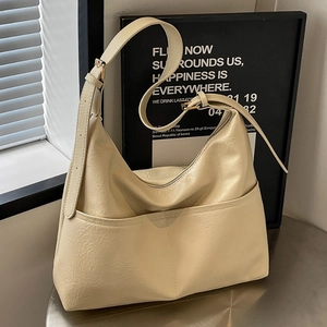 Large Capacity PU Leather Hobo Shoulder Bag For Women Fashion Tote Crossbody Bag With External Pockets Daily Commute Shopping