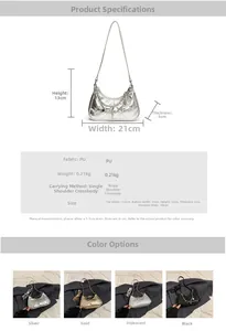 Quilted crossbody bag dimensions and size chart showing 21cm width and chain strap details