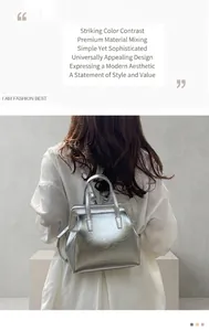 Close-up of stylish silver metallic texture and adjustable straps on the backpack