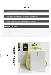 Detailed view of the 29x37x11cm nylon backpack showing size scale and dimensions