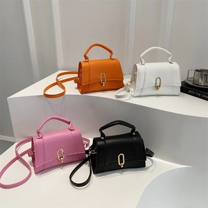 Mode Damen PU Leder Kleine Quadratische Tasche Mit Metallschloss Einfarbig Umhängetasche Trendige Handtasche Für Den Alltag