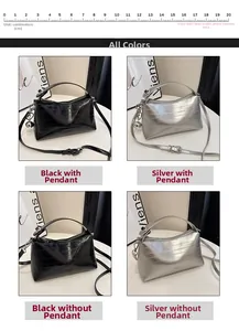 Detailed comparison of silver and black textured lunchbox bags with and without charms