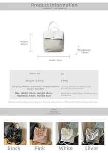 Detailed size chart and multi-color options for the minimalist PU leather backpack