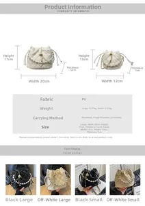 Tableau des tailles détaillé pour les sacs seaux matelassés avec dimensions grandes et petites