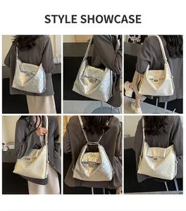 Vues détaillées d'un sac matelassé en styles porté épaule, bandoulière et sac à dos