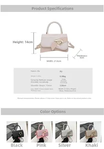 Detailed size specifications for the PU leather crossbody bag with D-shaped buckle