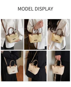 Collage de sacs cabas en paille montrant les styles porté épaule et main pour l'été