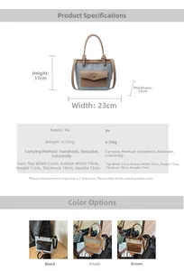 Infographie montrant les dimensions et styles de port du sac seau en cuir PU