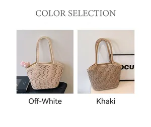 Detail view of woven cotton tote bags with polka dot patterns and soft rope handles