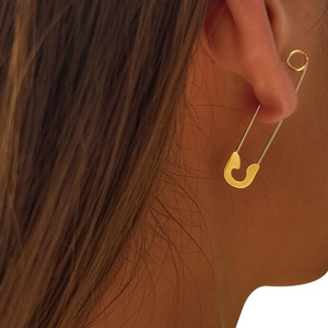 Boucles D'oreilles Épingle De Nourrice Acier Inoxydable Minimaliste Punk Créatif Bijoux De Mode Pour Femmes Accessoires
