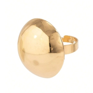French vintage chunky dome ring in 18k gold plated stainless steel with open adjustable band