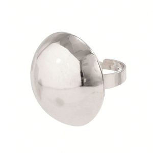 French vintage chunky silver dome ring in polished stainless steel minimalist style