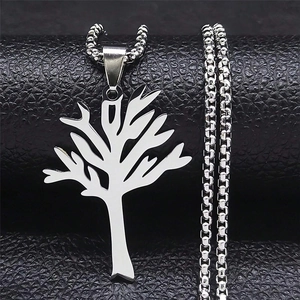 Edelstahl Hohl Lebensbaum Anhänger Halskette Hip Hop Punk Streetwear Schmuck Accessoire Für Herren Damen Alltag Geschenk