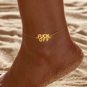 Bracelet De Cheville En Acier Inoxydable Avec Pendentif Lettre Fuck Off Bijou De Pied Pour Femmes Hommes