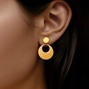 Minimalist Round Hollow Circle Drop Earrings For Women Stainless Steel Geometric Fashion Jewelry