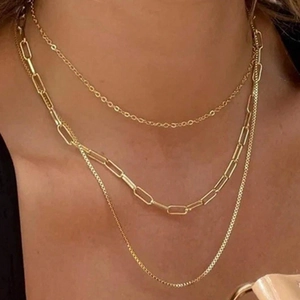 Mehrlagige Halskette Aus Edelstahl Mit Büroklammer Und Boxkette Minimalistischer Retro Schmuck Für Damen
