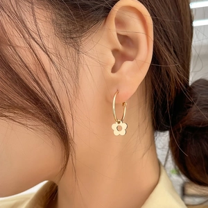 Hohlblumen Anhänger Creolen Edelstahl Geometrische Minimalistische Mode Schmuck Accessoires Für Frauen